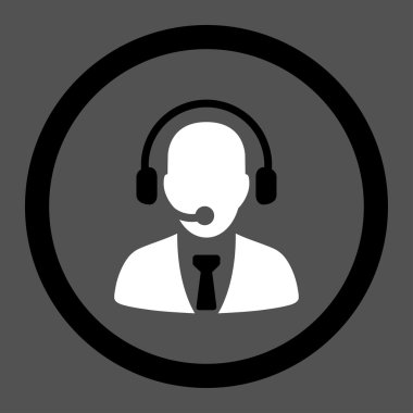 Call center flat black and white colors rounded vector icon