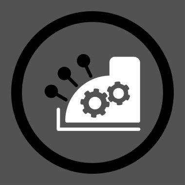 Cash register flat black and white colors rounded vector icon