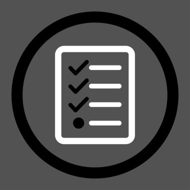 Checklist flat black and white colors rounded vector icon