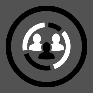Demography diagram flat black and white colors rounded vector icon