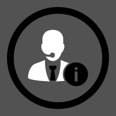 Help desk flat black and white colors rounded vector icon