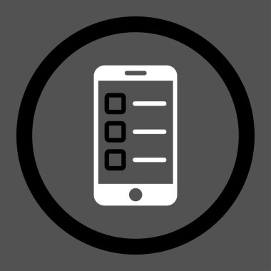 Mobile test flat black and white colors rounded vector icon