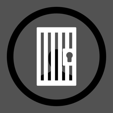 Prison flat black and white colors rounded vector icon