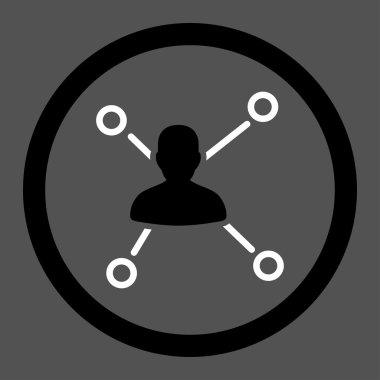 Relations flat black and white colors rounded vector icon