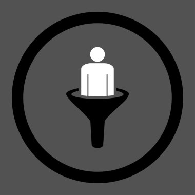 Yuvarlak düz siyah ve beyaz renkleri vektör simge Satış Huni