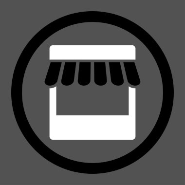 Store flat black and white colors rounded vector icon