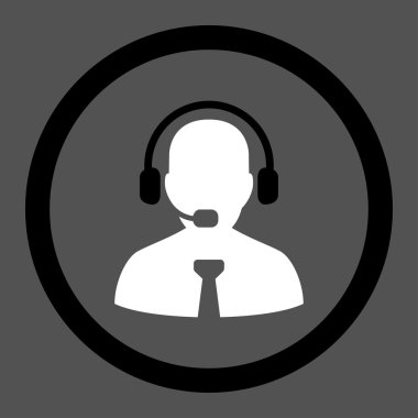 Support chat flat black and white colors rounded vector icon