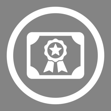 Sertifika düz beyaz yuvarlak renkli vektör simgesi