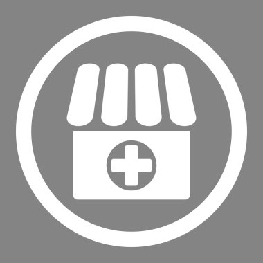 Eczane düz beyaz yuvarlak renkli vektör simgesi