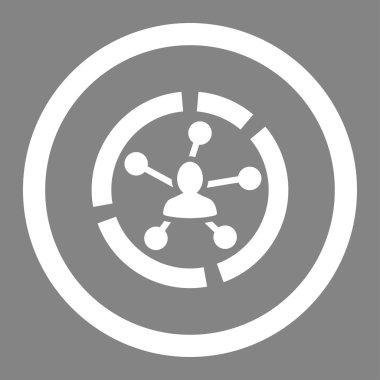 İlişkiler diyagramı düz beyaz yuvarlak renkli vektör simgesi