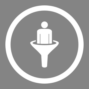 Satış Huni düz beyaz yuvarlak renkli vektör simgesi