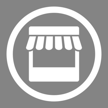 Düz beyaz renkli yuvarlak vektör simge depolamak