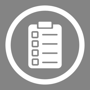 Test görev düz beyaz renk yuvarlak vektör simgesi