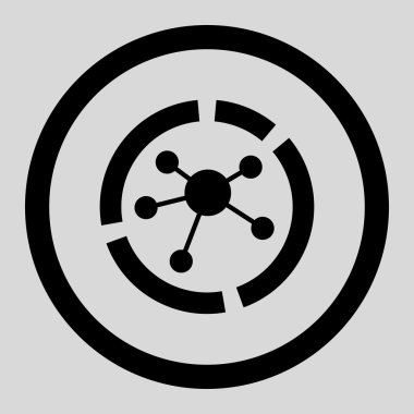 Connections diagram flat black color rounded vector icon