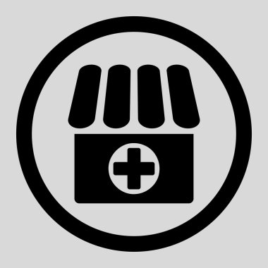 Drugstore flat black color rounded vector icon