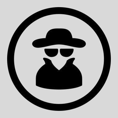 Spy flat black color rounded vector icon