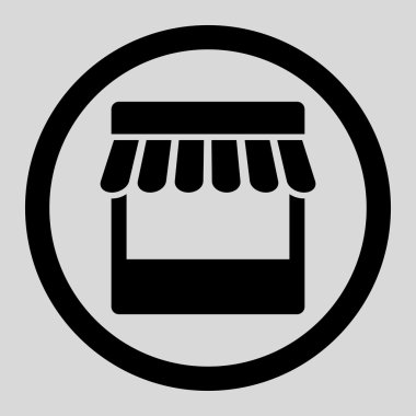 Store flat black color rounded vector icon
