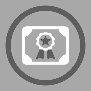 Sertifika düz koyu gri ve beyaz renkler vektör simge yuvarlak