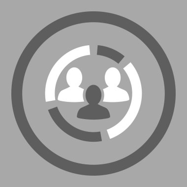 Demografi diyagramı düz koyu gri ve beyaz renkler vektör simge yuvarlak