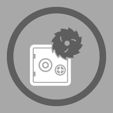 Hacking hırsızlık düz koyu gri ve beyaz renkler yuvarlak vektör simgesi