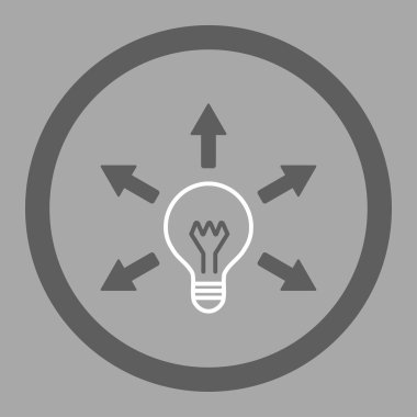 Fikir düz koyu gri ve beyaz renkler vektör simge yuvarlak