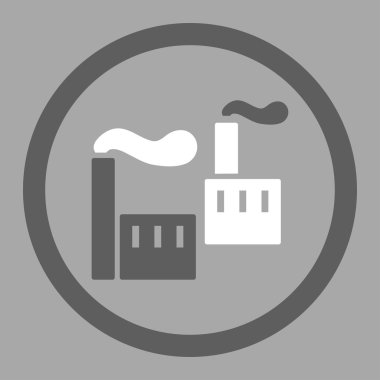 Sanayi düz koyu gri ve beyaz renkler vektör simge yuvarlak