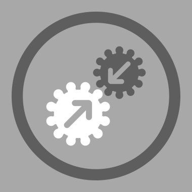 Entegrasyon düz koyu gri ve beyaz renkler vektör simge yuvarlak