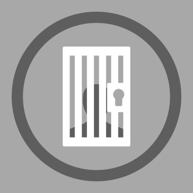 Prison flat dark gray and white colors rounded vector icon