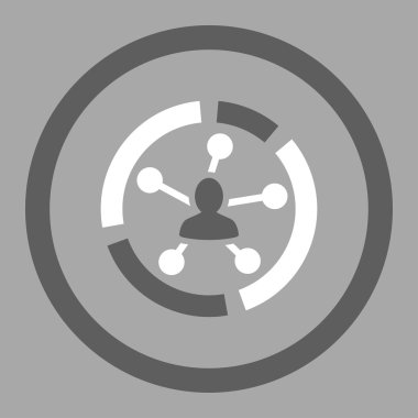 Relations diagram flat dark gray and white colors rounded vector icon