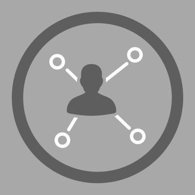 İlişkiler düz yuvarlak koyu gri ve beyaz renkler vektör simgesi