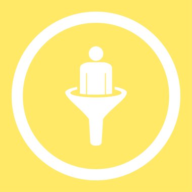 Satış Huni düz beyaz yuvarlak renkli vektör simgesi