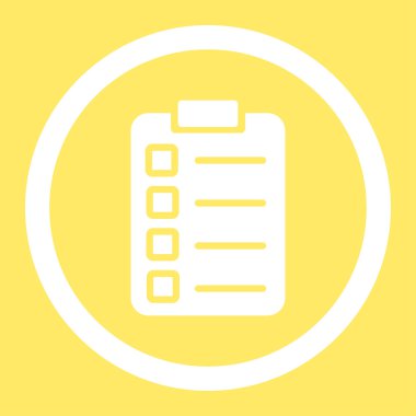 Test görev düz beyaz renk yuvarlak vektör simgesi