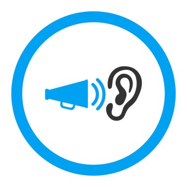 Reklam düz mavi ve gri renkler yuvarlak vektör simgesi