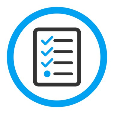 Kontrol listesi düz mavi ve gri renkler yuvarlanmış vektör simgesi