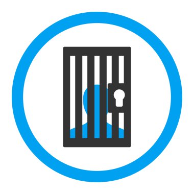 Prison flat blue and gray colors rounded vector icon