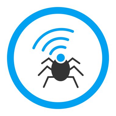 Radio spy bug flat blue and gray colors rounded vector icon