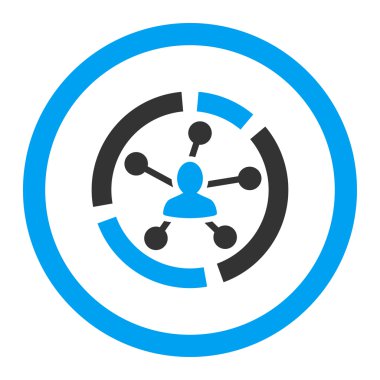 Relations diagram flat blue and gray colors rounded vector icon