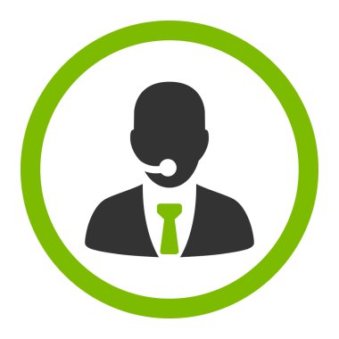 Call center operator flat eco green and gray colors rounded vector icon