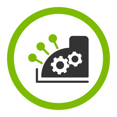 Cash register flat eco green and gray colors rounded vector icon