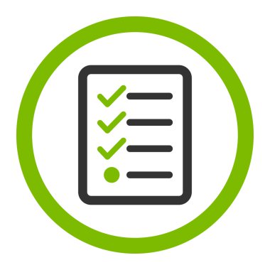 Checklist flat eco green and gray colors rounded vector icon