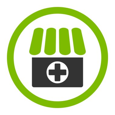 Drugstore flat eco green and gray colors rounded vector icon