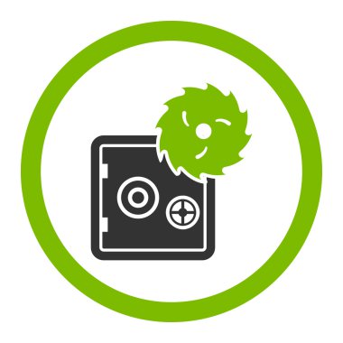 Hacking hırsızlık düz eko yeşil ve gri renkler yuvarlak vektör simgesi