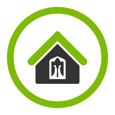 Ev düz eko yeşil ve gri renkler vektör simge yuvarlak