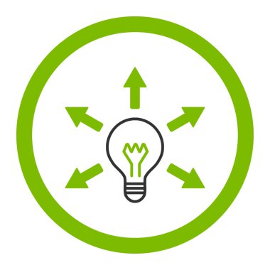 Fikir düz eko yeşil ve gri renkler vektör simge yuvarlak