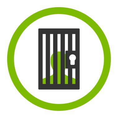 Hapishane düz eko yeşil ve gri renkler vektör simge yuvarlak