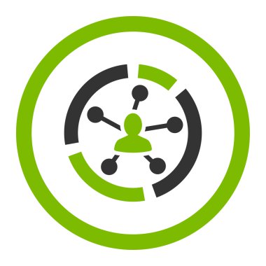 İlişkiler diyagram düz eko yeşil ve gri renkler vektör simge yuvarlak