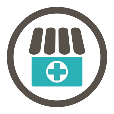 Eczane yuvarlak düz gri ve mavi renkler vektör simgesi