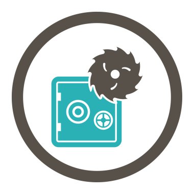 Hacking theft flat grey and cyan colors rounded vector icon