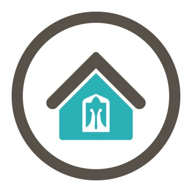 Ev düz gri ve cyan renkleri yuvarlanmış vektör simgesi