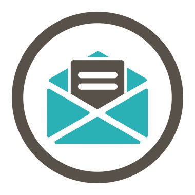 Open mail flat grey and cyan colors rounded vector icon